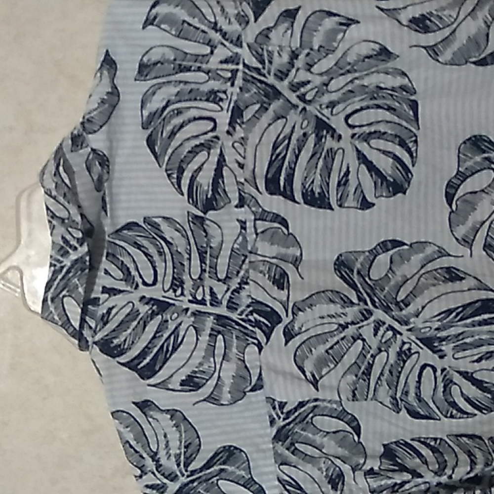Club Room Madison Palm 🌴 graphic button up shirt size Large, navy and white - Picture 11 of 14